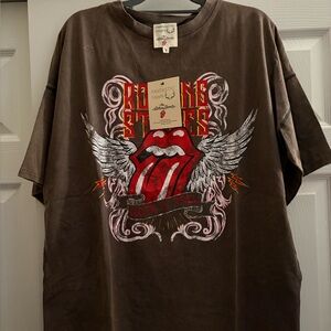 New *Oversized The Rolling Stones Brown Graphic Dress with pockets. Medium12-16